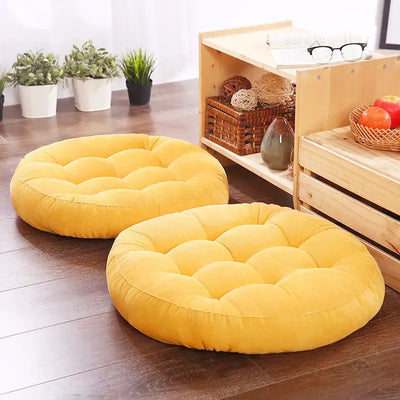 Coussin de sol rond épais pour méditation et yoga en velours côtelé rouge