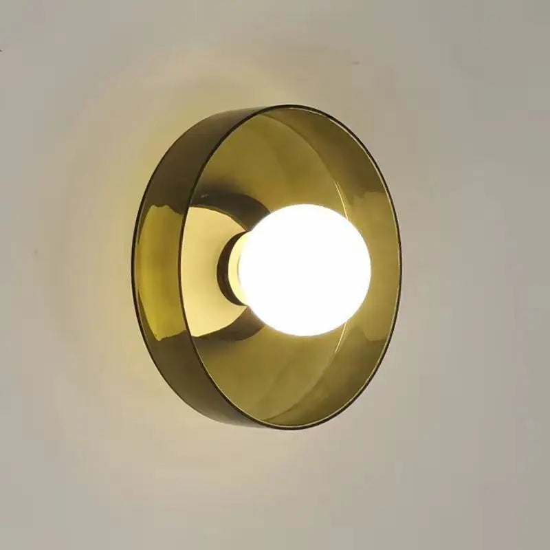 Lampe murale moderne minimaliste verre opaque or jaune vert blanc marron clair fixée mur