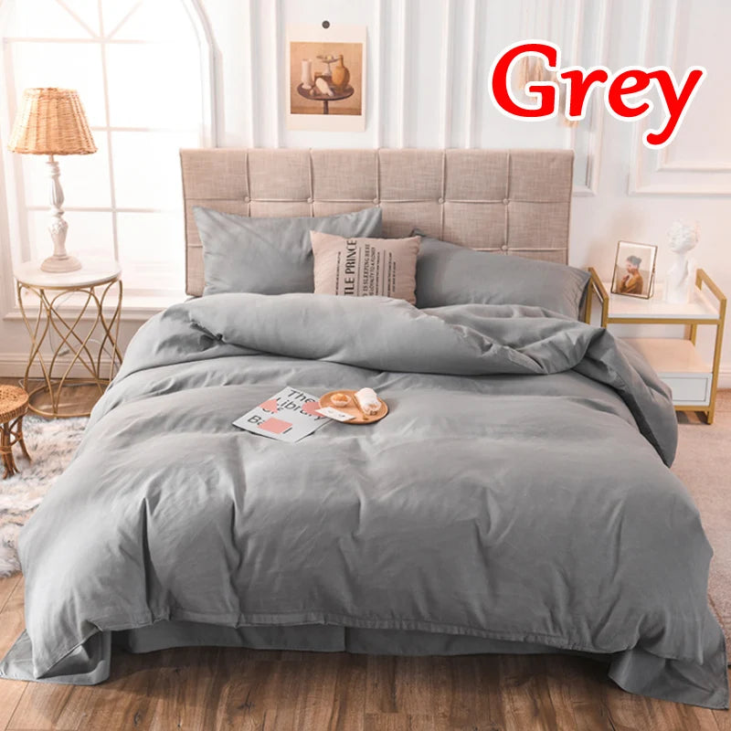 ensemble literie polyester uni noir gris moderne taie oreiller housse couette qualité