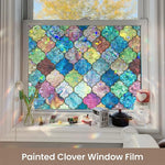 film fenêtre multicolore motif feuilles clover moderne adhésif isolation uv décoration chambre facile installer
