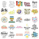 autocollants graphiques divers motifs brillants scrapbooking 50 pièces stickers décoratifs inspirants phrases motivantesscrição