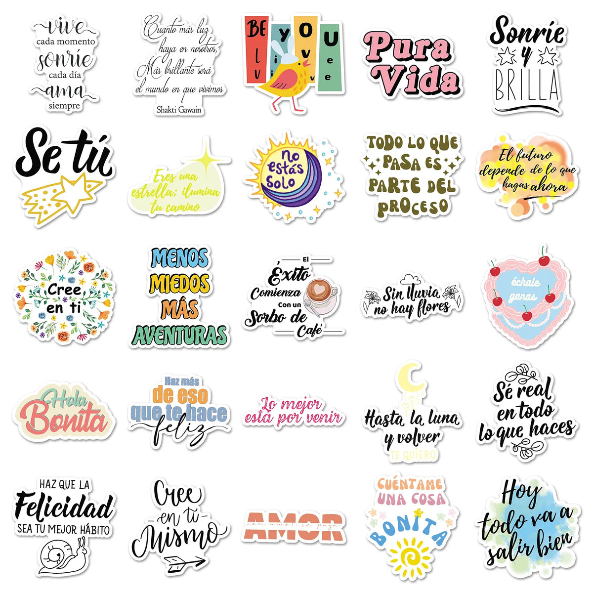 autocollants graphiques divers motifs brillants scrapbooking 50 pièces stickers décoratifs inspirants phrases motivantesscrição