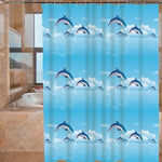 rideau douche dauphins sautant bleu clair nuages moderne rapide séchage ourlet standard peva appartment