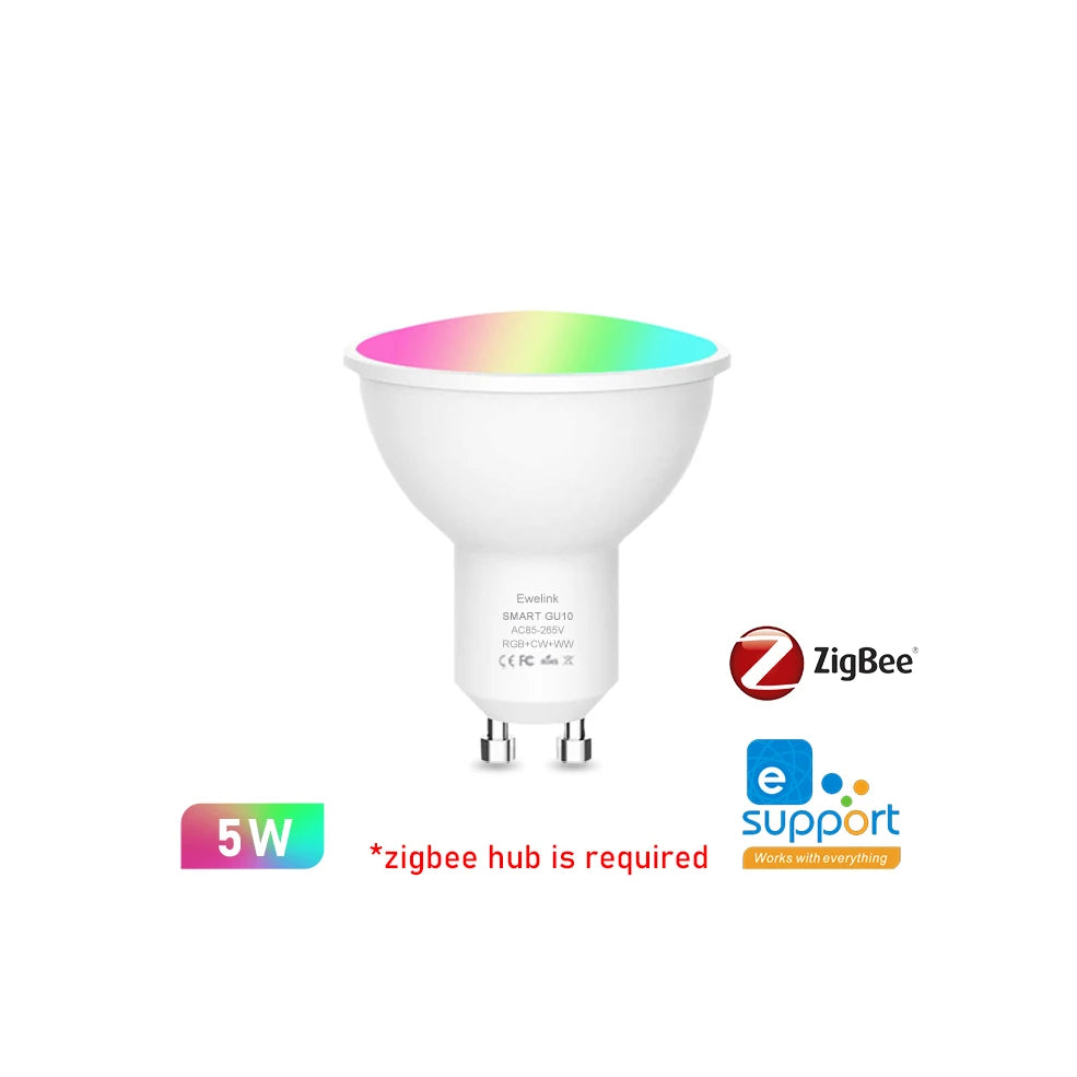 ampoules led intelligentes wifi zigbee e27 e14 gu10 rgbcw 2700 6500k blanc multicolore transparent