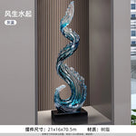sculpture résine bleue vague moderne décoration intérieure entrée salon cadeau anniversaire nouvel an