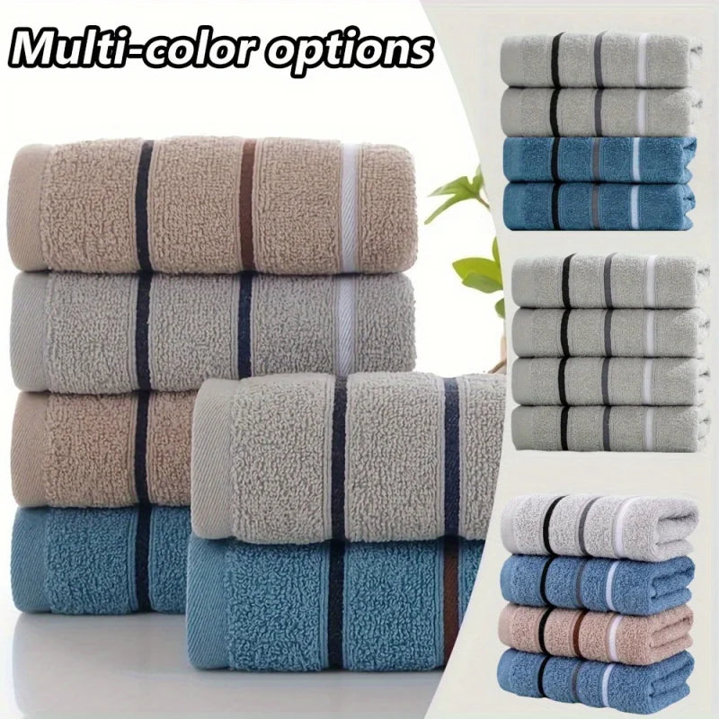 serviettes toilette coton polyester rayées gris clair bleu clair beige classiques 32x66cm pack