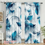 rideaux moderne floral bleu turquoise motifs abstraits deux panneaux polyester semi transparents