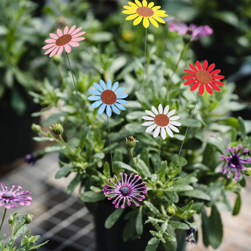 décorations extérieures fleurs artificielles marguerites couleurs variées moderne minimaliste jardin patio