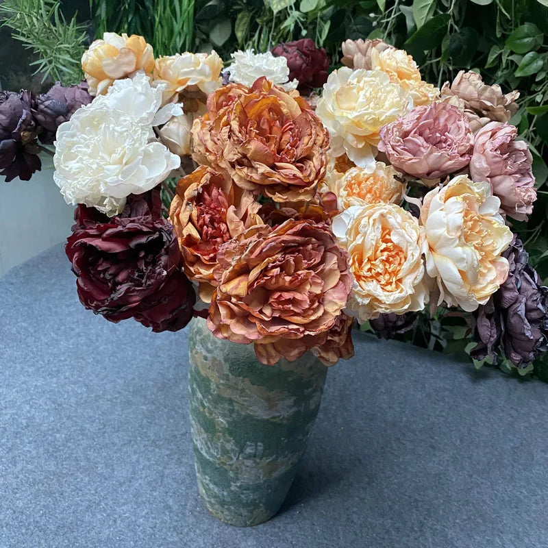 bouquet artificiel pivoine soie blanc rose romantique décoration intérieure maison anniversaire mariage