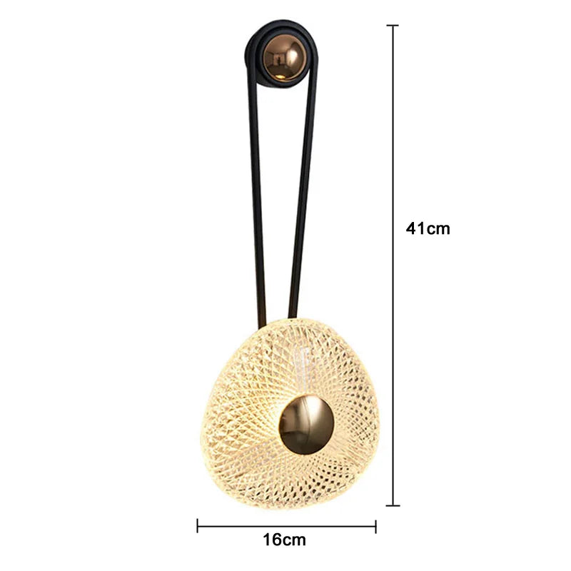 lampe murale moderne dorée noir tissu transparent tressé entrée chambre coucher