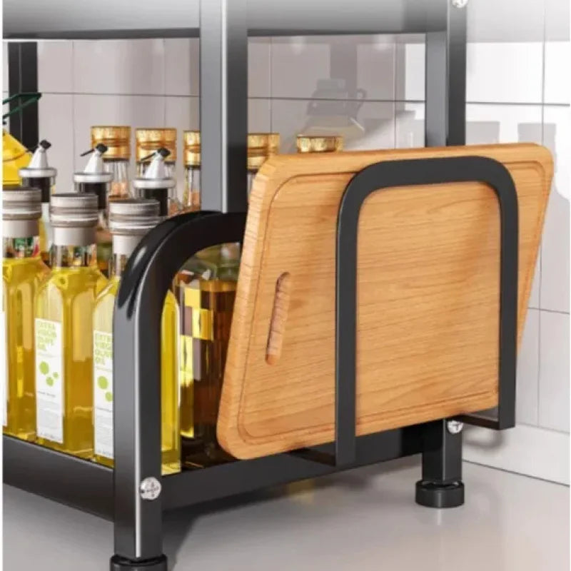 étagère cuisine acier inoxydable noir moderne 40cm 35cm haute capacité rangement cuillères couteaux planche