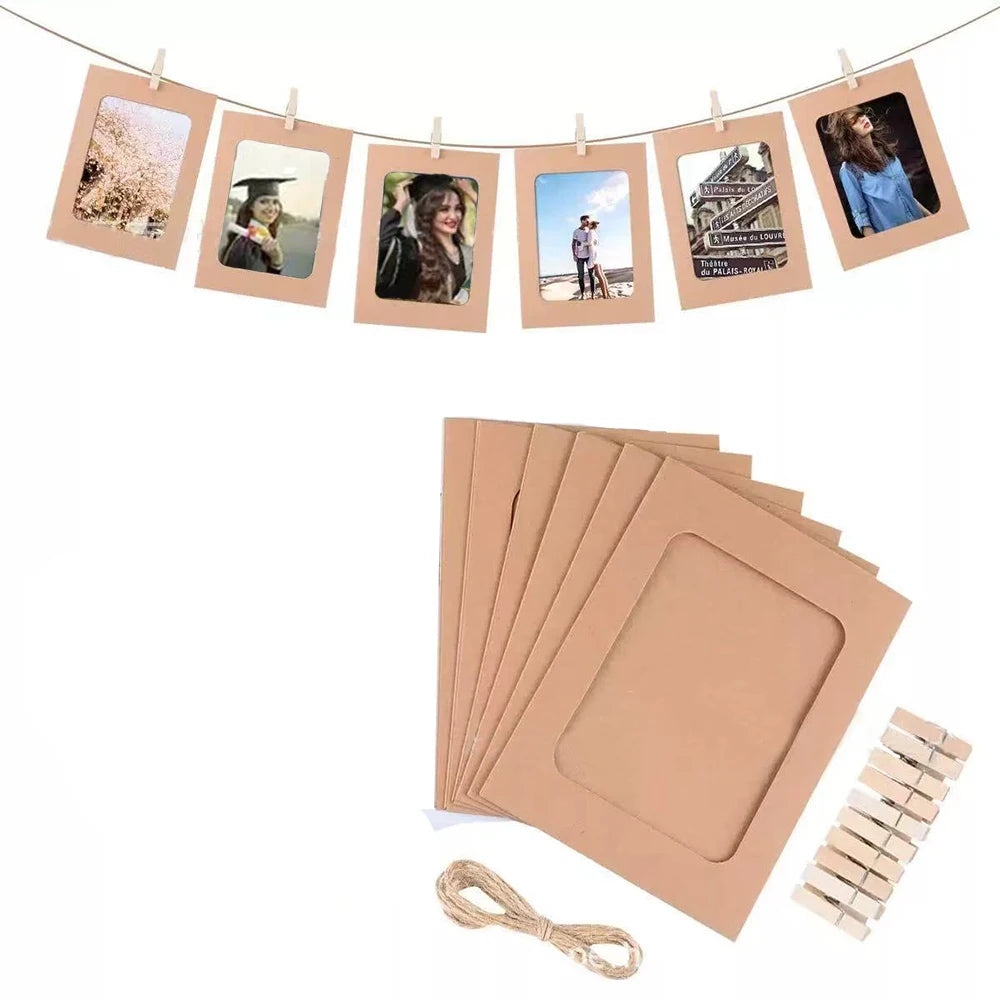 cadres photo marron clair classiques clips opaques suspension bricolage anniversaire mariage valentin festive