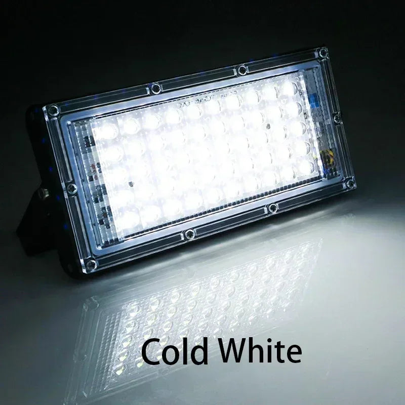 projecteur led extérieur aluminium moderne blanc noir éclairage parking stade tunnel haute puissance 50w