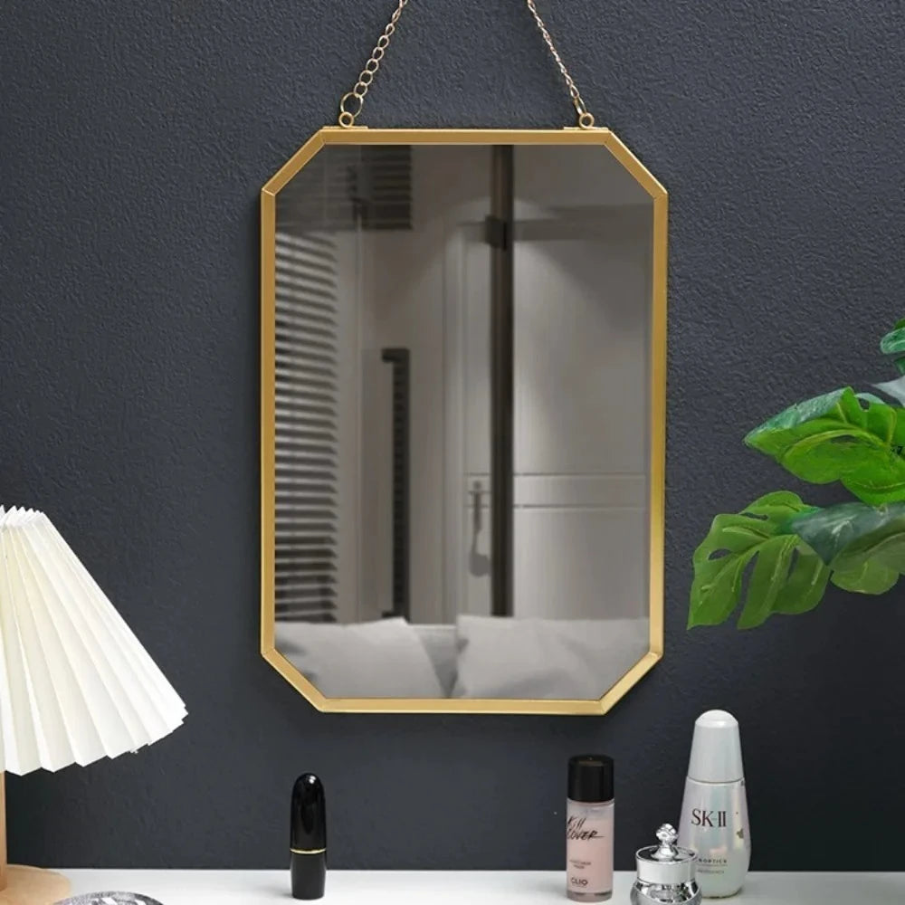 miroir mural or moderne bordure octogonale minimaliste chaines petite taille grande taille