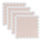 lot serviettes table coton fleurs bordure dentelée rose vert bleu
