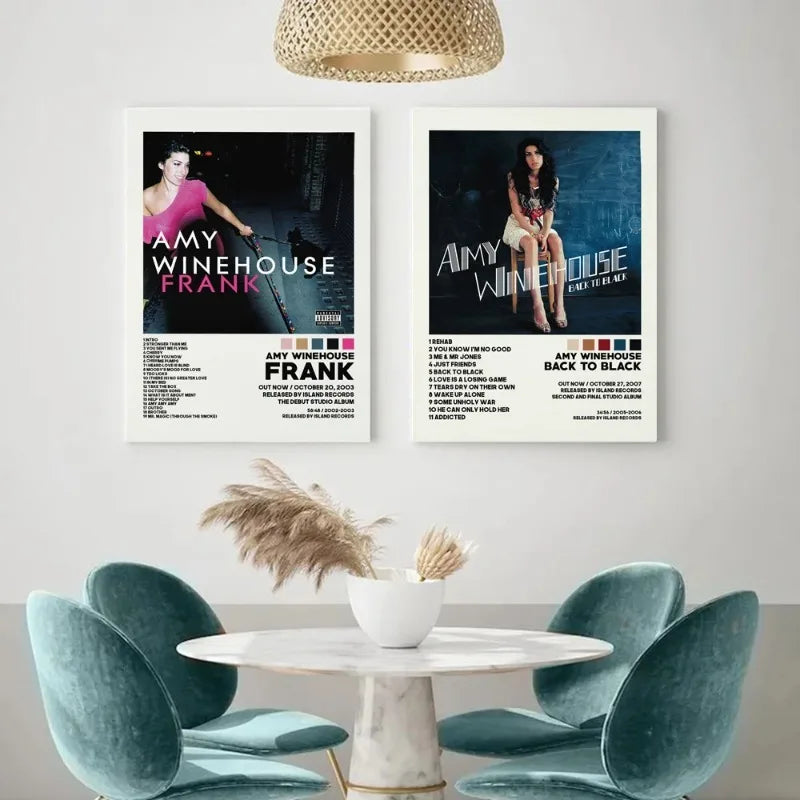 affiche amy winehouse noir blanc minimaliste moderne musique chanteuse toile photo décoration murale simple