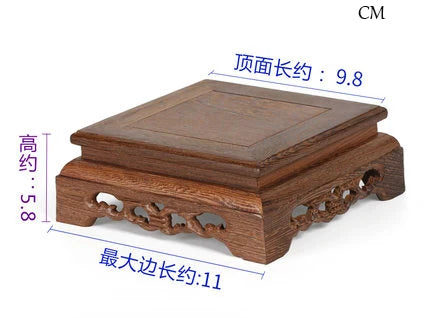 support décoratif bois sculpté motifs floraux marron foncé artisanal traditionnel