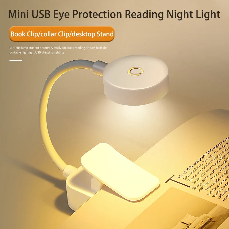 lampe lecture rechargeable led clip blanc moderne veilleuse 360° ajustable flux lumineux portable certification
