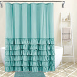 rideau douche blanc volants gris rose classique opacité anneaux métalliques respectueux environnement moderne