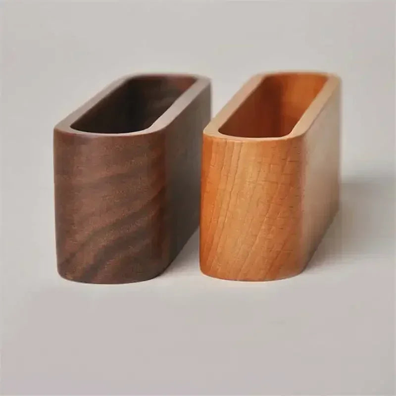 porte cartes bois marron foncé beige moderne grain visible minimaliste supports note papeterie