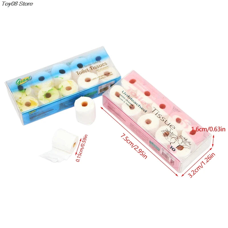 miniature paquet papier toilette imitation résine couleurs blanc bleu rose verte réaliste enfant jouet