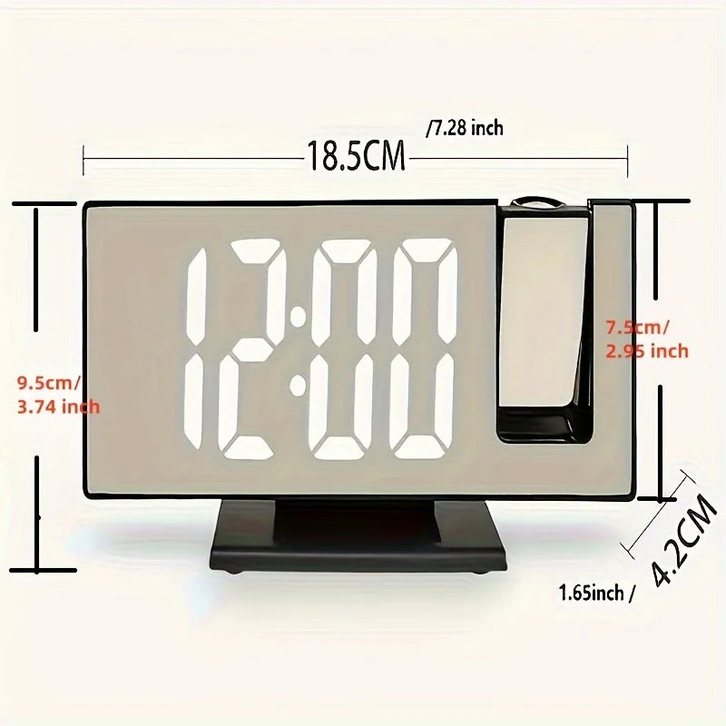 projecteur horloge miroir numérique led noir rouge blanc moderne tactileUSB