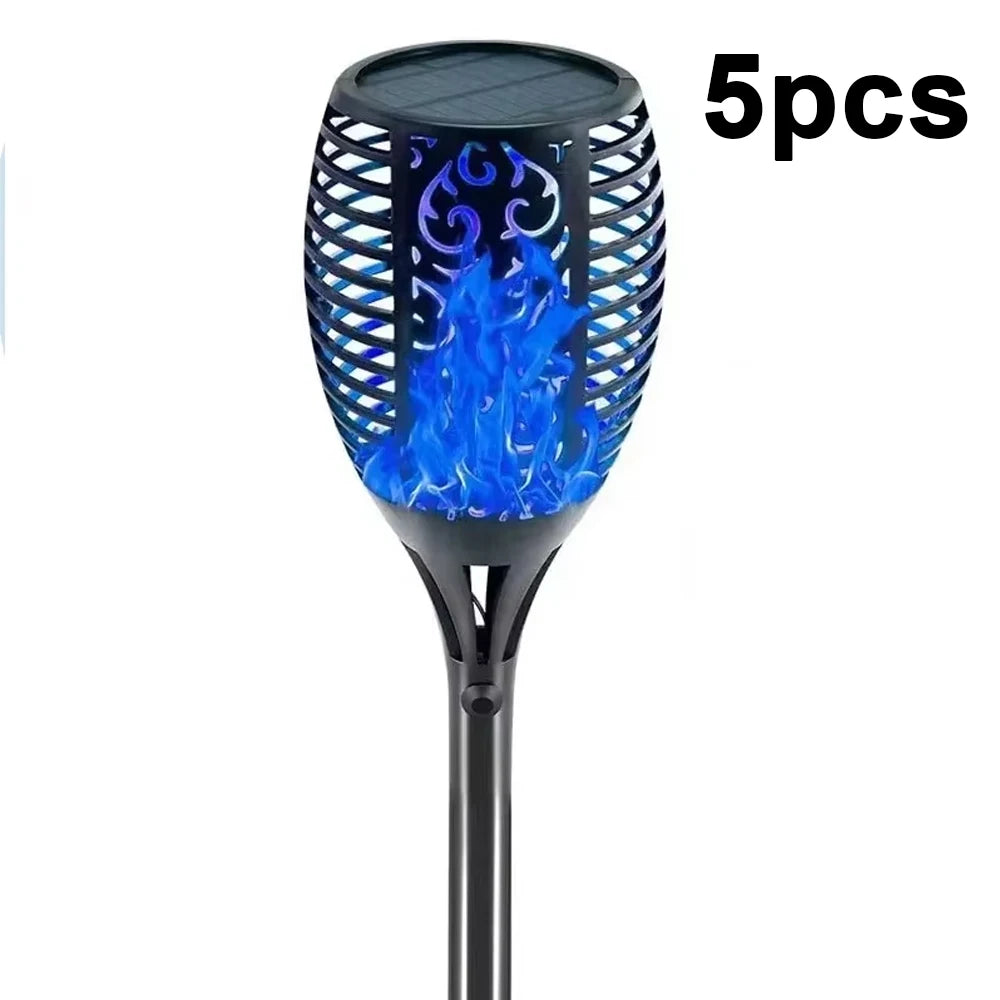 lanterne solaire flamme stylisée noir bleu orange moderne extérieure jardin halloween