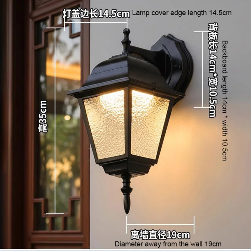 lampe murale classique verre texturé noir éclairage intérieur ip55 led 35cm haute qualité moderne