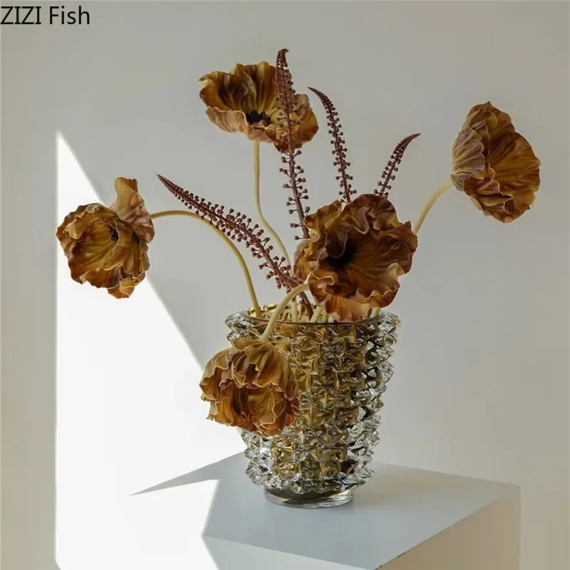 vase verre transparent motifs géométriques moderne décoration pot fleur hydroponie