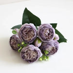 bouquet fleurs artificielles pivoines roses feuilles vertes decoration mariage anniversaire intérieur classique