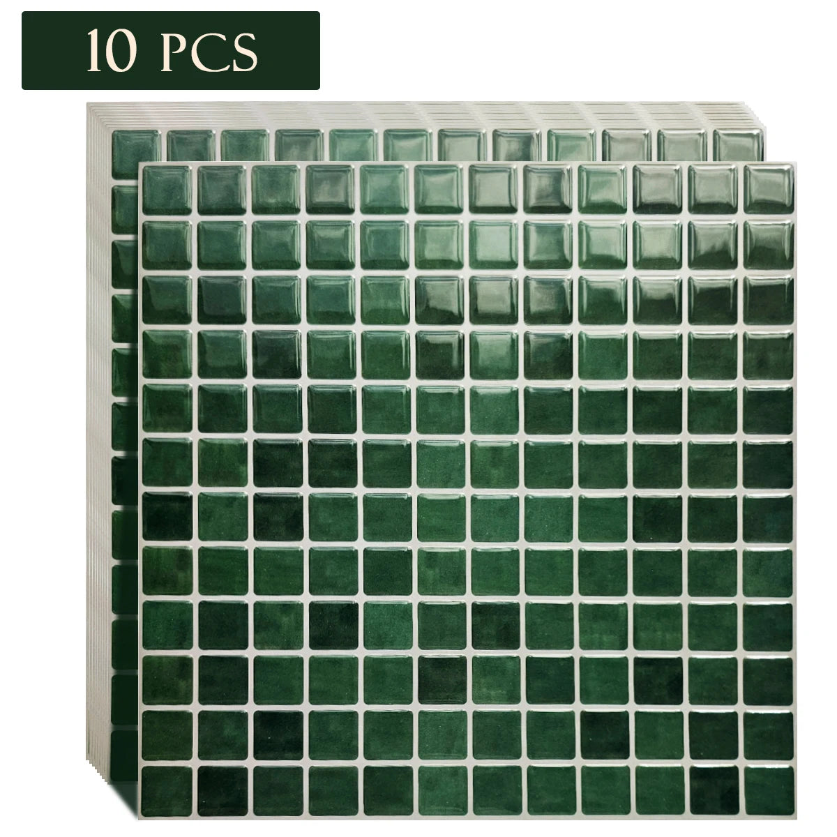 carreaux muraux auto adhésifs mosaïque carrée moderne marron foncé vert résistants eau pack 10