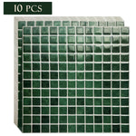 carreaux muraux auto adhésifs mosaïque carrée moderne marron foncé vert résistants eau pack 10
