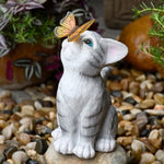 statues decoratives jardin lapin chat papillons lumiere led exterieur impermeable vent pluie