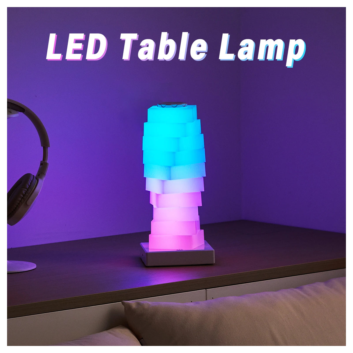 lampe table moderne bleu rose blanc toucher rgb changement couleur chambre coucher