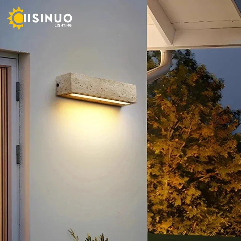 applique murale led moderne travertin jaune texture marbrée ip65 6w 9w waterproof beige doré