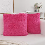 housses coussin décoratives peluche polyester moderne fermeture glissière bleu noir rose violet orange blanc