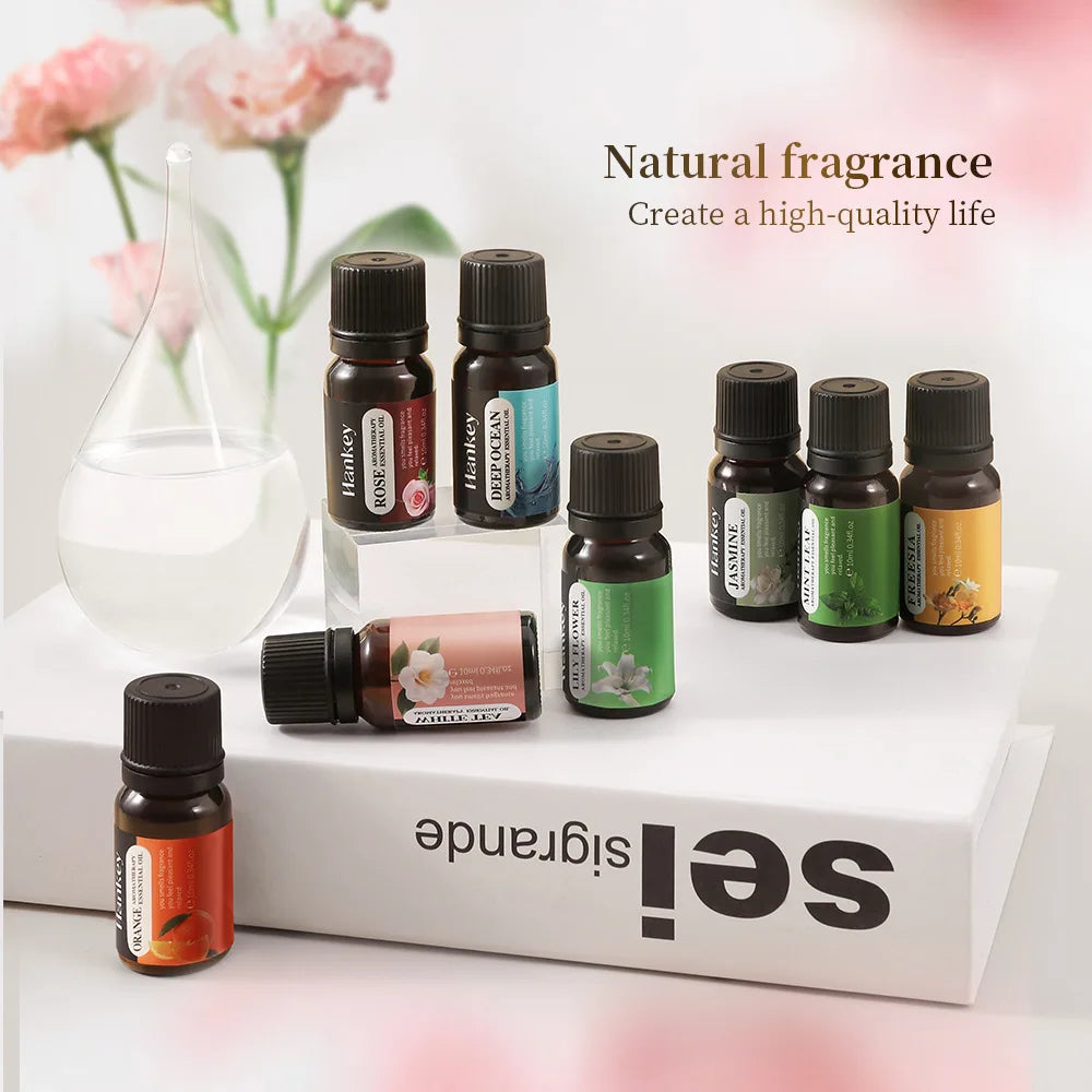 diffuseur aromathérapie huiles essentielles jasmin rose ocean contemporain minimaliste étiquettes floraux transparents