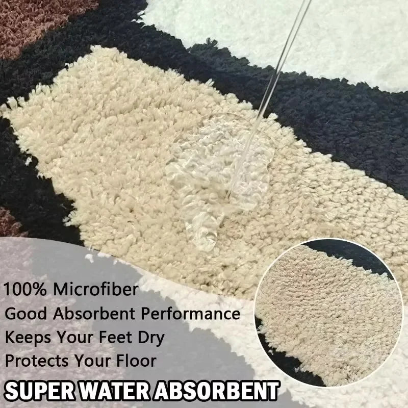 tapis marron moderne fleurs visages tapis antidérapant chambre salon polyestère fluffy