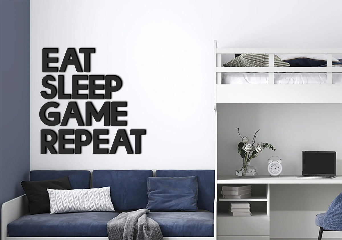 autocollant mural moderne noir texte capitales chambre game room décoration