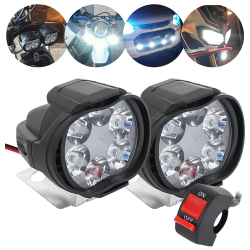 lampe moto led noire six diodes projecteur moderne robuste interrupteur on off plaque métallique