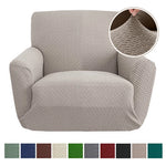 housses fauteuil moderne beige gris vert motif géométrique adhésif anti dérapants polaire polyester