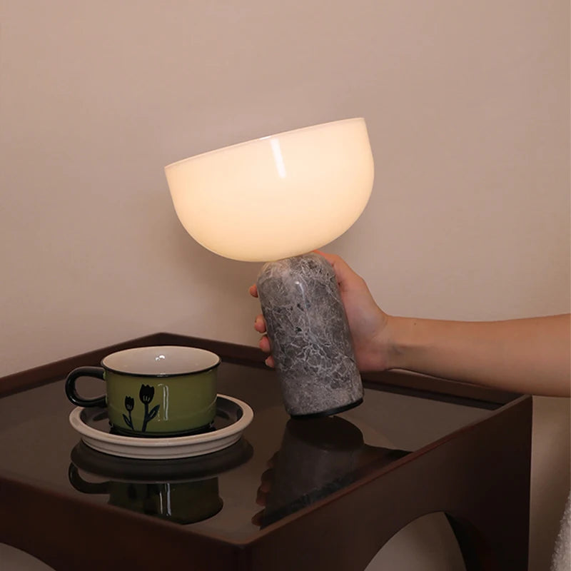 lampe table moderne marbre texture blanc éclairage ambiance haute qualité déco minimaliste(touchless) led 15w