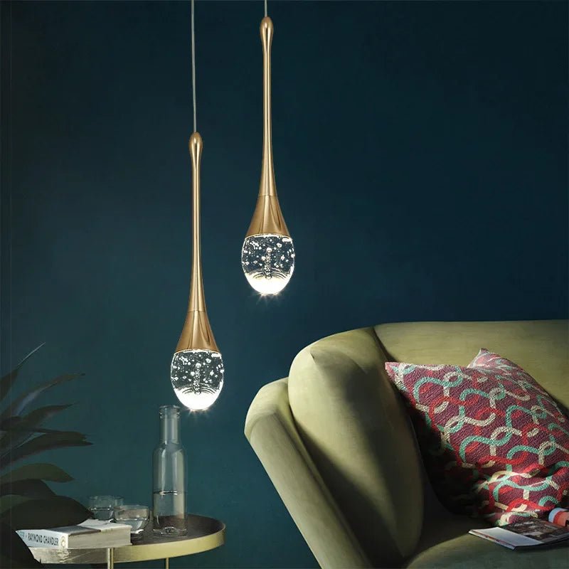 suspension lumineuse or transparente bubbles moderne ampoule câble led chambre salon restaurant