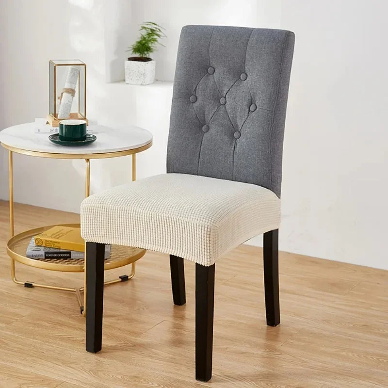 couvre siège chaise tissu carreaux beige moderne antidérapant élasthanne polyester