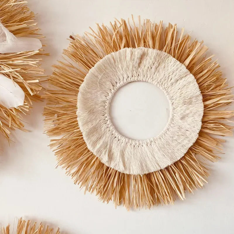 décoration murale bois boho franges colorées naturel moderne minimalisme chambre salon entrée