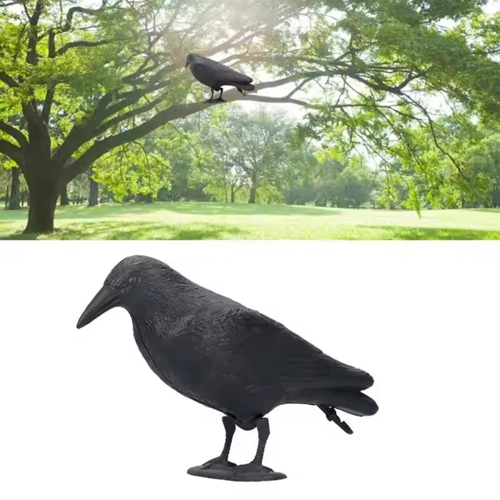 simulation oiseau corbeau noir plumes réalistes deco antiparasitaire répulsif pigeon jardinintérieur fixadhésif