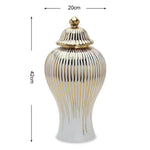 vase blanc doré rayures verticales moderne élégant couvercle décoration maison