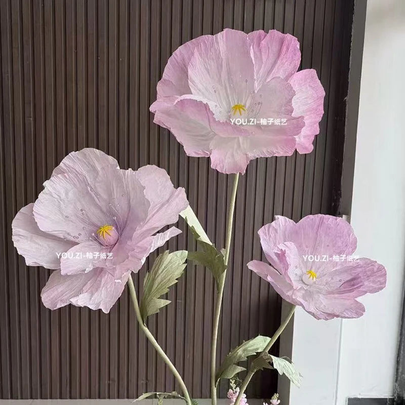 décoration mariage fleurs artificielles papier bleu rose violet jaune extérieur champêtre