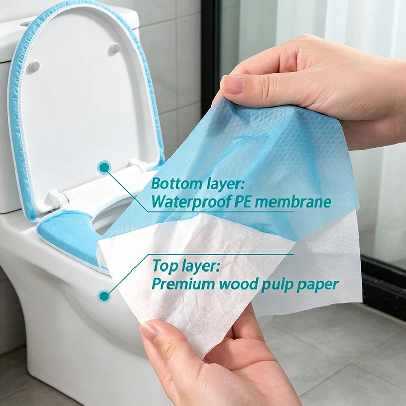 couvre siège toilette jetable blanc plissé pratique 10 pièces 46cm 48cm 37cm 39cm pack
