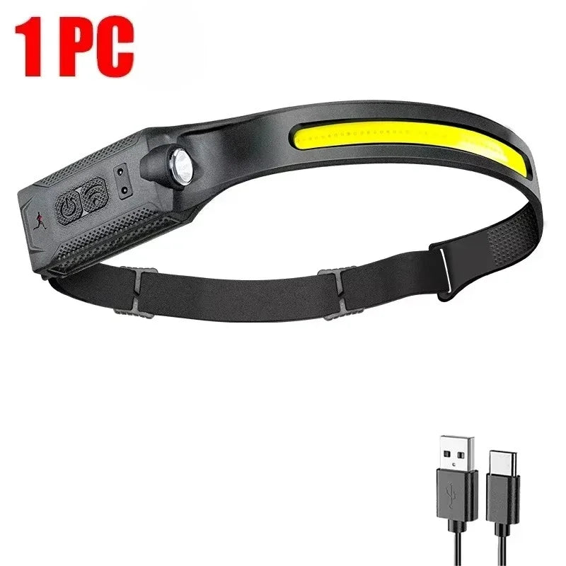 lampe torche frontale rechargeable led camping pêche extérieur noir moderne ceinture